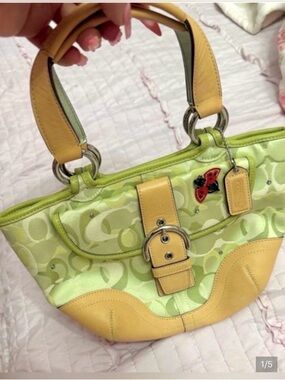 COACH Signature Bag 2004 Limited Edition Green Ladybug 5621 RARE